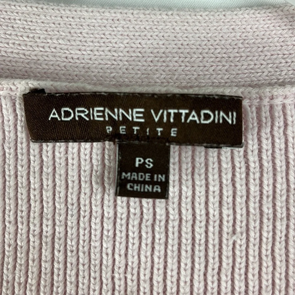 Adrienne Vittadini short sleeve cardigan single button front closure Sz PS Pink